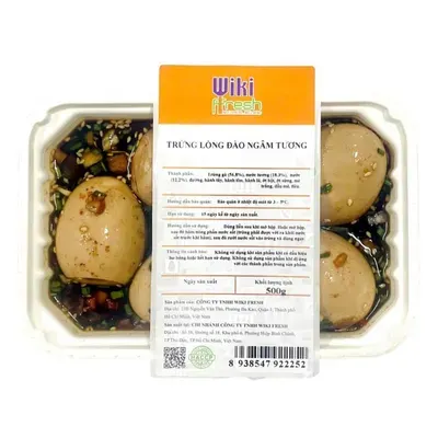 Trứng lòng đào ngâm tương Wiki Fresh khay 500g