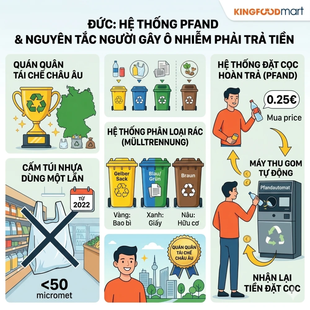 Đức: Hệ thống Pfand và nguyên tắc người gây ô nhiễm phải trả tiền