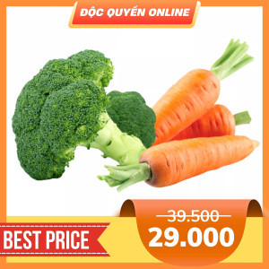 Combo Cà rốt Đà Lạt VietGap phần 300g & Bông Cải Xanh Đà Lạt Vietgap 320g