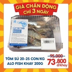Tôm sú 20-25con/kg Alo Fish khay 200g (1 Khay)