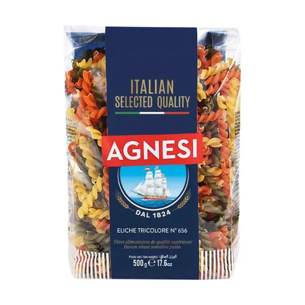 Nui xoắn 3 màu Agnesi gói 500g