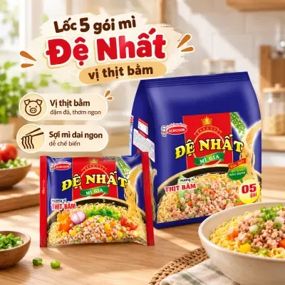 Lốc 5 gói mì ăn liền Đệ Nhất Acecook vị thịt bằm 82g