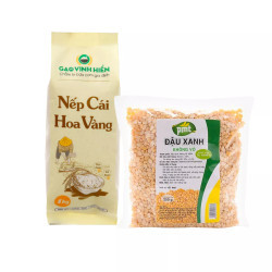Combo nếp cái hoa vàng Vinh Hiển 1kg và đậu xanh không vỏ 250g