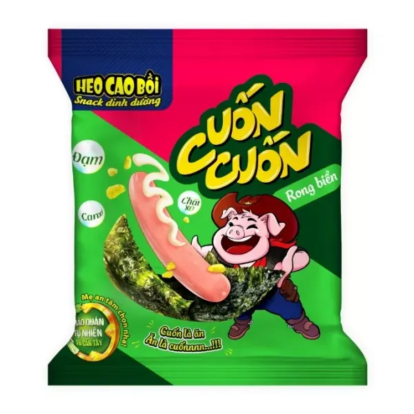 Xúc xích tiệt trùng cuốn cuốn rong biển Heo Cao Bồi gói 48.5g