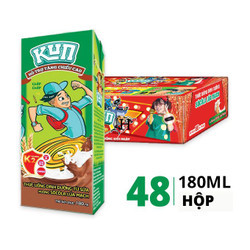 Thùng sữa tươi tiệt trùng socola lúa mạch Kun 180ml (48 Hộp)