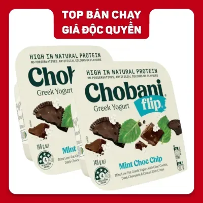 Combo 2 hộp sữa chua Hy Lạp vị bạc hà Socola Chip Chobani 140g
