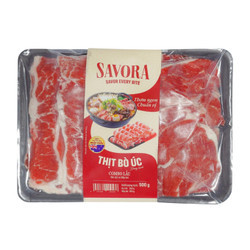 Combo lẩu bò Úc (ba chỉ và bắp) Savora khay 500g (1 Khay)