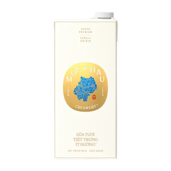 Sữa tươi tiệt trùng Mộc Châu Creamery ít đường hộp 1L