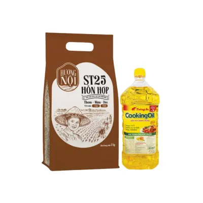 Combo bếp đủ: gạo Hương Nội ST25 5kg và dầu Tường An 2l