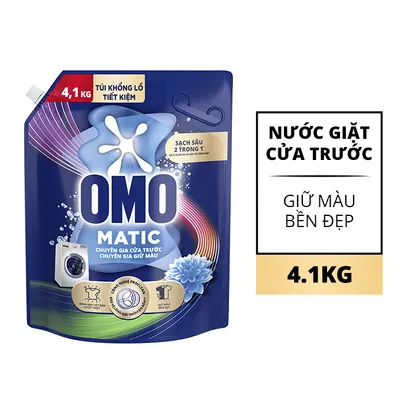 Nước giặt Matic giữ màu bền đẹp cửa trước Omo túi 4.1kg