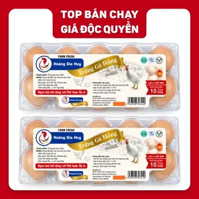 Combo 2 hộp 10 quả trứng gà hồng Hoàng Gia Huy 53-55g