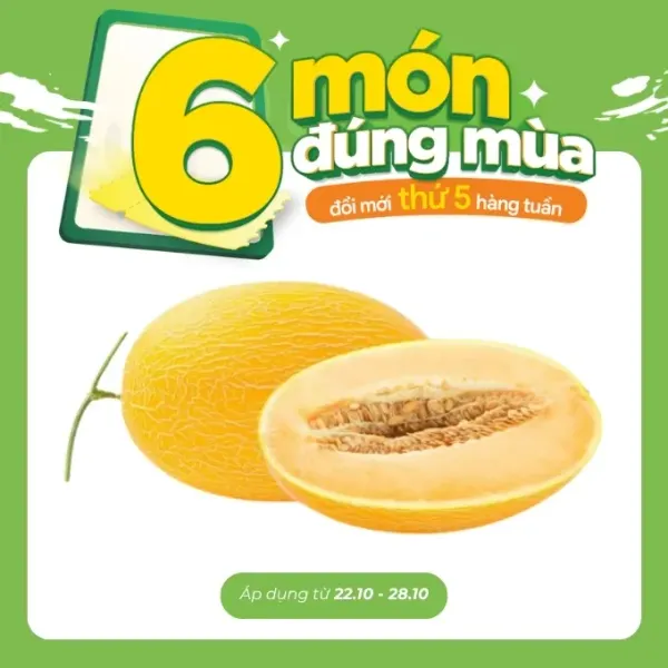 Dưa lưới vỏ vàng ruột cam trái 2Kg