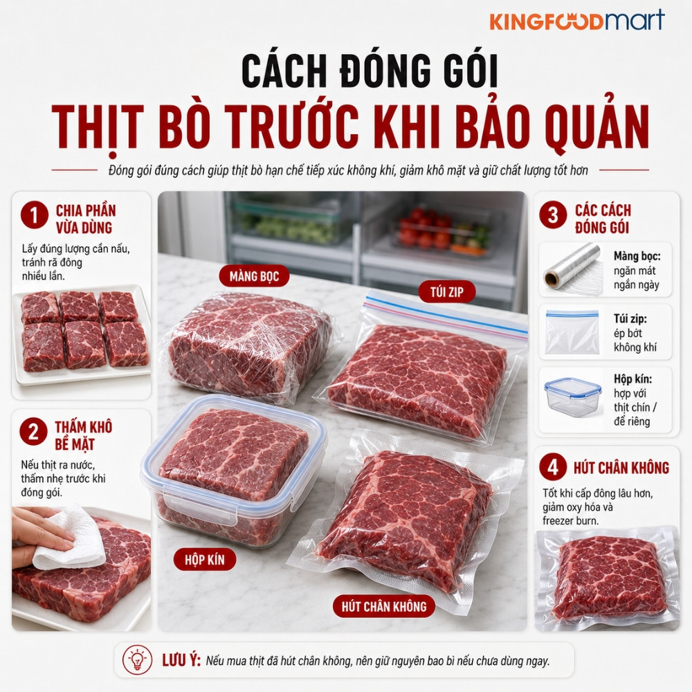 Cách bảo quản thịt bò