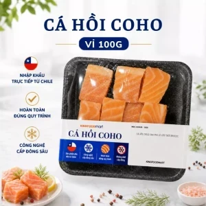 Cá hồi Chile Coho phi lê cắt thỏi rã đông vỉ 100g