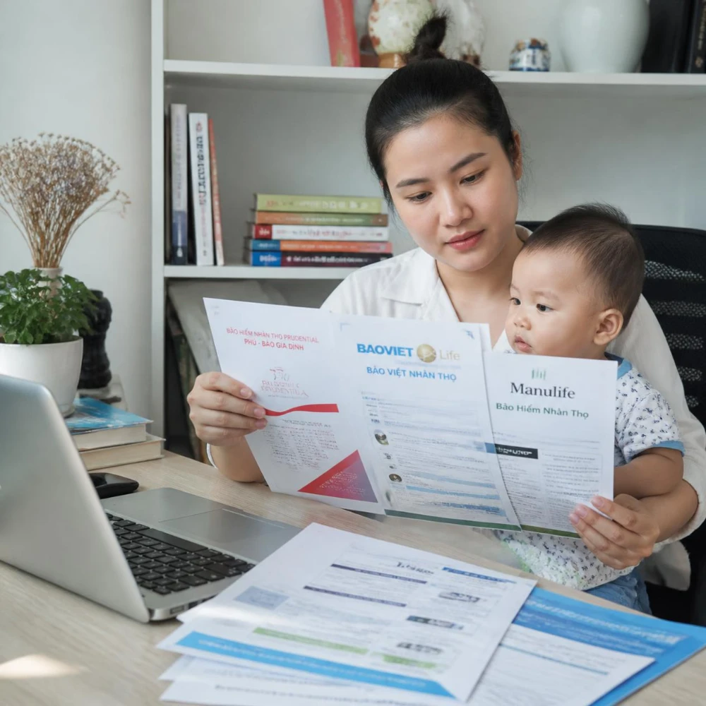So sánh kỹ trước khi chọn bảo hiểm giúp mẹ đơn thân tránh rủi ro tài chính về sau. (Ảnh được tạo bởi AI)