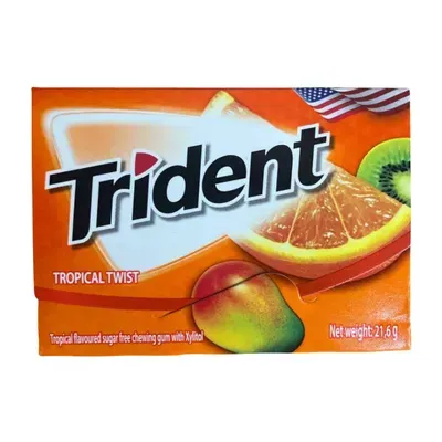 Kẹo gum không đường vị trái cây Trident hộp 21.6g