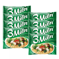Combo 8 gói Mì chay lá đa 3 Miền gói 65g x 8
