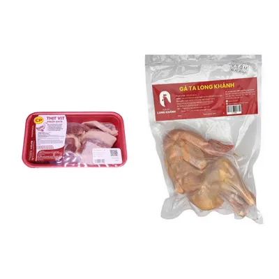 Combo Thịt vịt cắt miếng CP khay 500g (1 Khay) + Gà ta Long Khánh LK gói 1-1.2kg