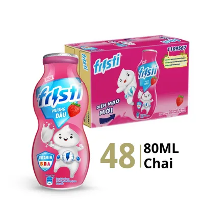 Thùng 48 chai sữa tiệt trùng Fristi Lad Dutch Lady vị dâu 80ml