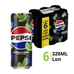 Lốc nước ngọt vị chanh zero calo Pepsi 320ml (6 Lon)