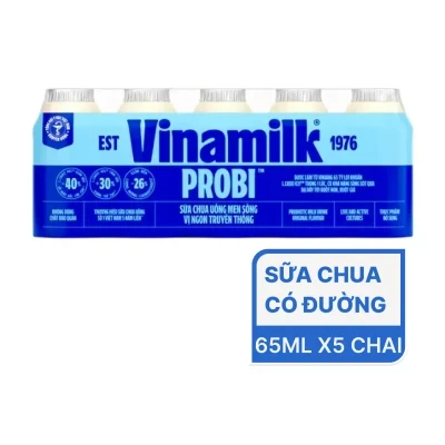 Lốc 5 chai sữa chua uống Probi Vinamilk hương dưa gang 65ml