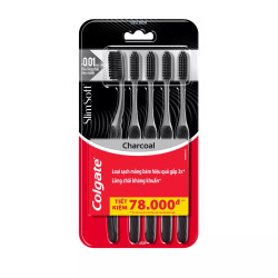 Bàn chải đánh răng Slimsoft Charcoal Colgate bộ 5 cây (1 Bộ)