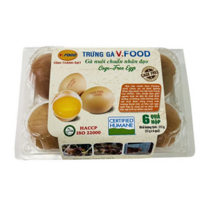 Trứng gà nhân đạo Cage - Free 52g ± 2g hộp 6 quả Vfoods (1 Hộp)
