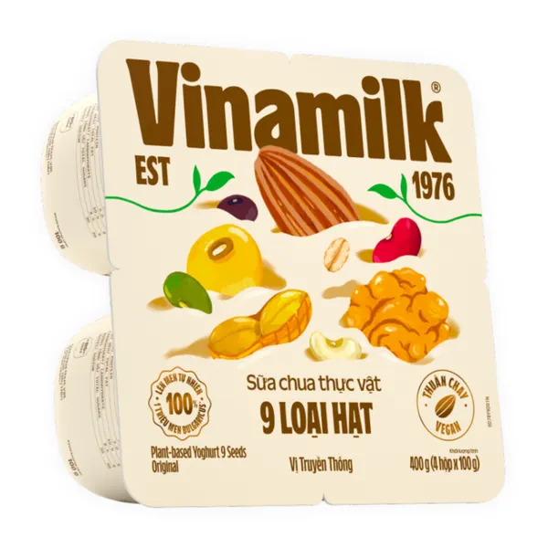 Lốc 4 hộp sữa chua ăn 9 loại hạt Vinamilk 100g