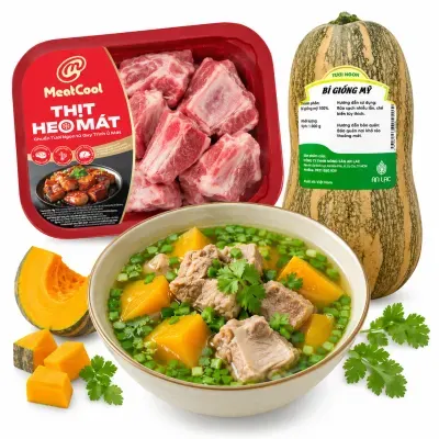 Combo canh xương hầm bí đỏ
