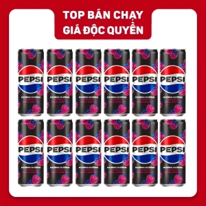 Combo 12 lon nước ngọt Zero Calo vị phúc bồn tử Pepsi lon 320ml