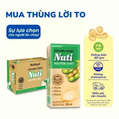 Thùng 36 hộp sữa đậu nành Nutimilk nguyên chất 200ml