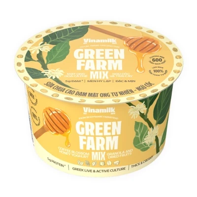 Sữa chua ăn Green Farm cao đạm mật ong tự nhiên ngũ cốc Vinamilk hộp 123g