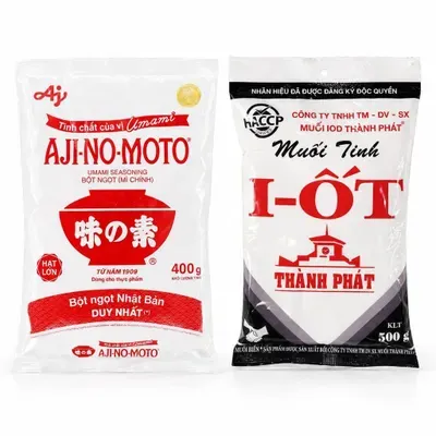 Combo Bột ngọt Ajinomoto gói 400g + Muối tinh IOD Thành Phát gói 500g
