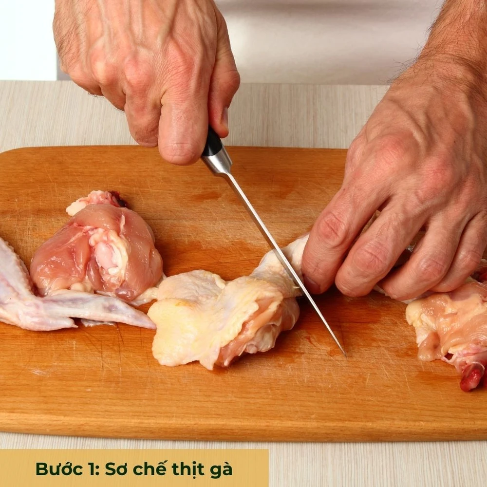 bước 1 cắt thịt gà