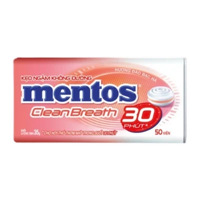 Kẹo ngậm không đường hương đào bạc hà Mentos hộp 35g