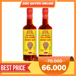 Combo 2 Chai Nước Mắm Cá Cơm Vàng Ruột Đỏ Làng Chài Xưa chai 500ml