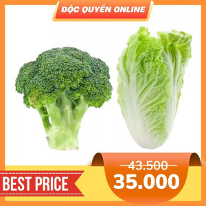Combo bông cải xanh Đà Lạt Vietgap 320g và cải thảo Đà Lạt Vietgap 600g