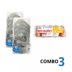 Combo 400g tôm lột và 1 vỉ trứng gà 10 quả