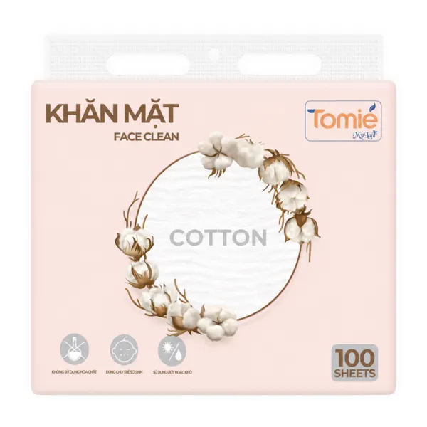 Khăn mặt Cotton Tomie gói 100 tờ