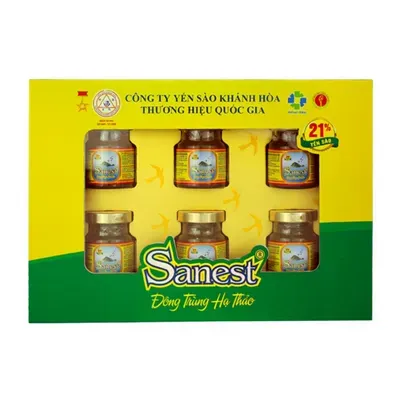 Hộp 6 hũ nước yến sào đông trùng hạ thảo Sanest 70ml