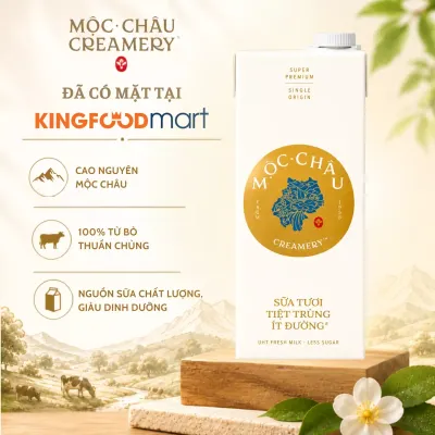 Sữa tươi tiệt trùng Mộc Châu Creamery ít đường hộp 1L