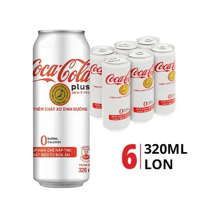 Lốc 6 lon nước ngọt CocaCola Plus không đường 320ml