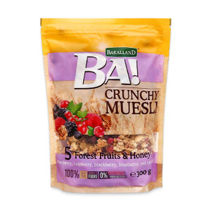 Ngũ cốc muesli 5 loại trái cây rừng và mật ong Bakalland gói 300g