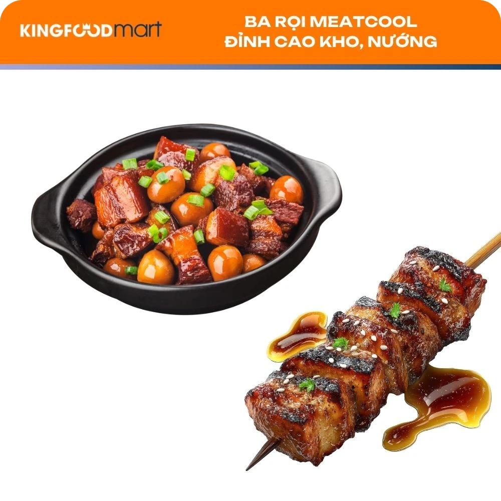 Ba rọi Meatcool có tỷ lệ nạc mỡ 7:3 rất cân đối, thớ mỡ trong và không ngấy