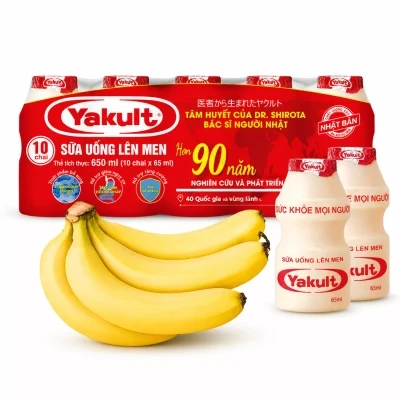 Combo sữa chua uống Yakult và chuối