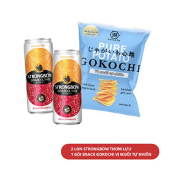 Combo Chillax - Strongbow vị thơm lựu 3.5% và snack khoai tây Gokochi 115g