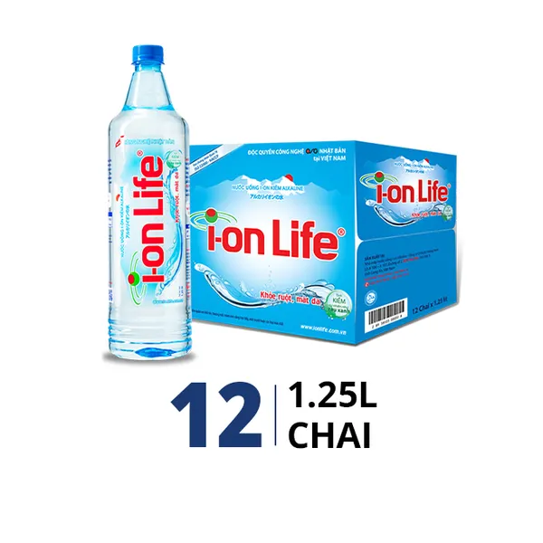 Thùng 12 chai nước uống ion kiềm Ion Life 1.25L