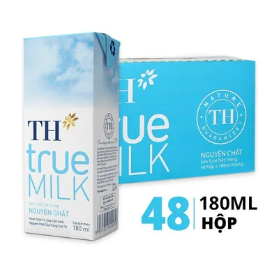 Thùng 48 hộp sữa tươi tiệt trùng TH True Milk nguyên chất 180ml