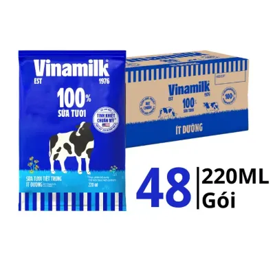 Thùng 48 gói sữa Vinamilk ít đường 220ml