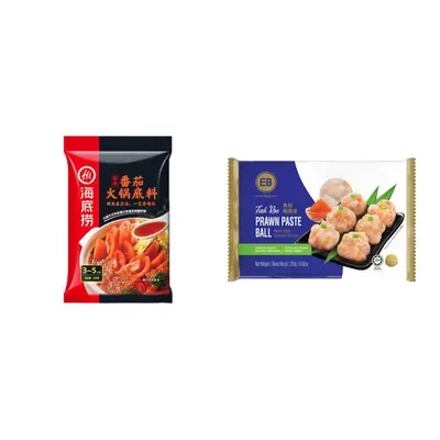 Combo Cốt lẩu cà chua Haidilao gói 200g (1 Gói) + Chả tôm trứng cá ROE EB gói 250g